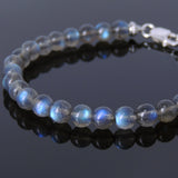 Men's Women AAAAA Strong Flash Labradorite Sterling Silver 925 Spacers & Clasp DiyNotion Handmade BR245