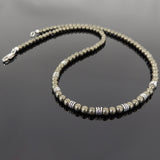 Men's Women Natural Pyrite Sterling Silver Necklace Gemstone 925 Beads Clasp DiyNoion Handmade NK107
