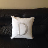 Personalized Pillows, Personalized silver throw pillows,  monogram pillow, Alphabet cushion cover-letter throw pillows