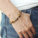 Men's Women Twisted Tiger Eye Adjustable Braided Bracelet 925 Sterling Silver Bead DiyNotion BR781