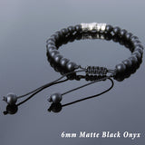 Men's Women Matte Black Onyx Adjustable Braided Bracelet 925 Sterling Silver Dragon Charm DiyNotion BR786