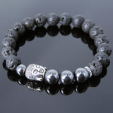 Men's Women Lava Rock Hematite Tibetan Silver Bracelet Sakyamuni Buddha Yoga Mala DiyNotion Handmade T211