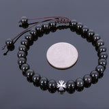 Men's Women Black Obsidian Adjustable Braided Bracelet Tibetan Silver Cross Bead DiyNotion T107