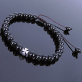 Men's Women Black Obsidian Adjustable Braided Bracelet Tibetan Silver Cross Bead DiyNotion T107