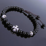 Men's Women Black Obsidian Adjustable Braided Bracelet Tibetan Silver Cross Beads DiyNotion T109