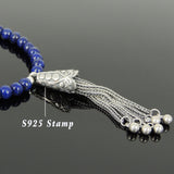 Men's Women Lapis Lazuli 925 Sterling Silver Bracelet Pendant Bead Clasp Gemstone DiyNotion Handmade BR704