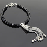 Men's Women Black Onyx 925 Sterling Silver Bracelet Pendant Bead Clasp Gemstone DiyNotion Handmade BR705