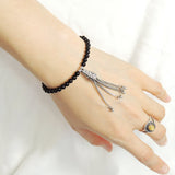 Men's Women Black Onyx 925 Sterling Silver Bracelet Pendant Bead Clasp Gemstone DiyNotion Handmade BR705