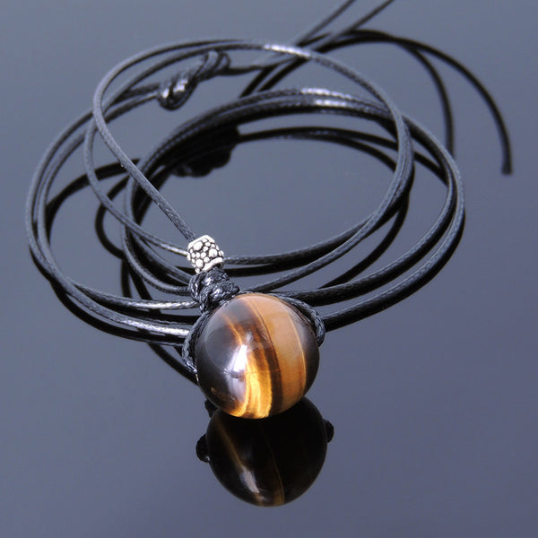 Men's Women Tiger Eye 925 Sterling Silver Adjustable Braided Necklace Gemstone DiyNoion Handmade NK052