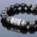 Men's Women Golden Obsidian Bracelet 925 Sterling Silver Buddhism OM Bead DiyNotion Handmade BR708