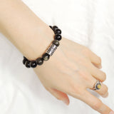 Men's Women Golden Obsidian Bracelet 925 Sterling Silver Buddhism OM Bead DiyNotion Handmade BR708